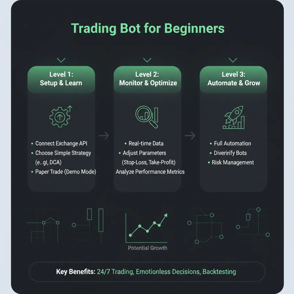 Human trader looking stressed, contrasting with a calm, analytical trading bot interface