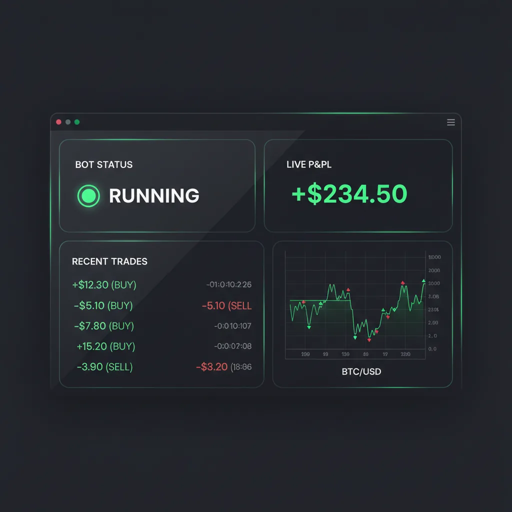 Bot dashboard showing live performance
