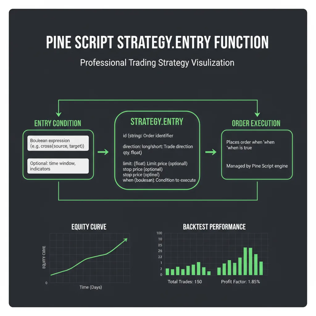 Trader looking at two distinct buttons on a screen, one labeled 'Entry' and the other 'Order', representing the choice between strategy.entry and strategy.order